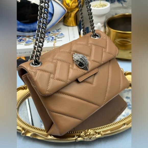 🆕 KURT GEIGER LONDON 🧿 NWOT Leather Mini Kensington Bag, Camel - Picture 7 of 16